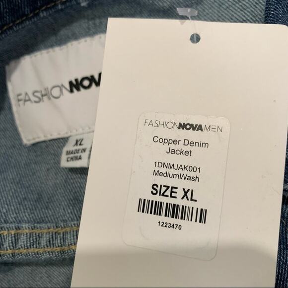 NWT Fashion Nova Men's Copper Denim Trucker Jacket - Medium Wash Size XL $49.99 - Picture 4 of 6